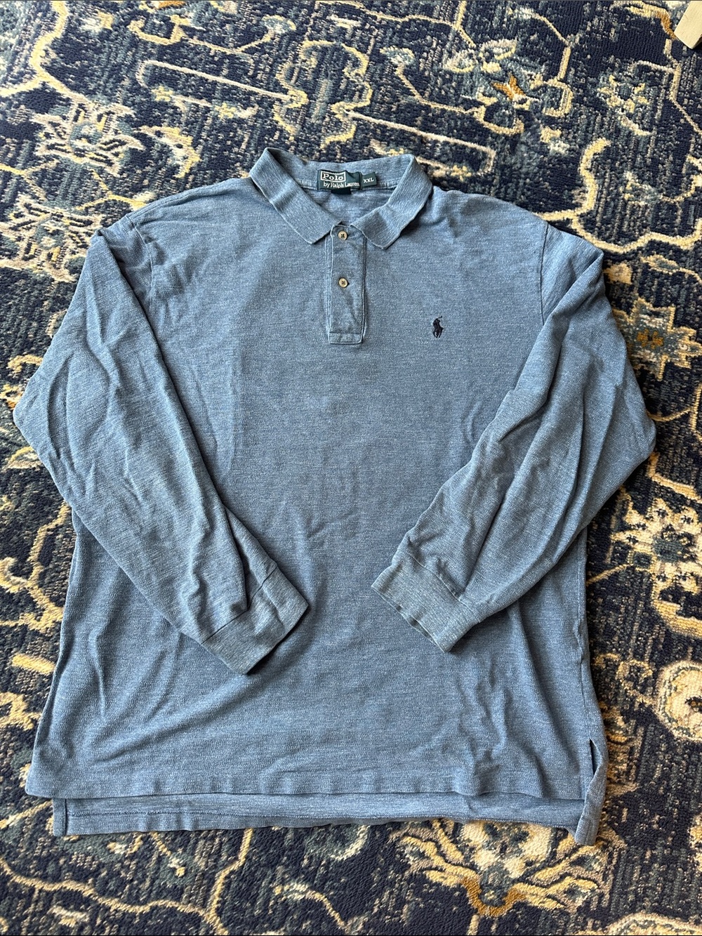 Polo by Ralph Lauren Heathered Slate Blue Long-Sleeve Polo